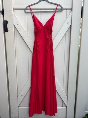 FARM Rio Red Midi Dress with Spaghetti Straps NEW with Tag